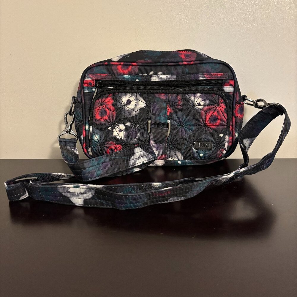 Lug Carousel Multicolor Paint Splash Flower Black Nylon Convertible Crossbody